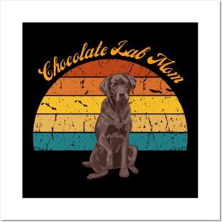 Retro Chocolate Lab Mom Posters and Art